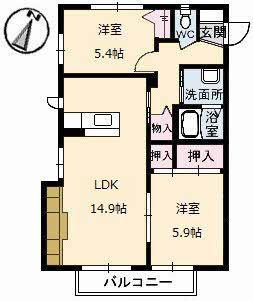 メルヘン青山(2LDK/1階)の間取り写真