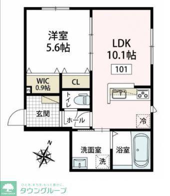 アローラ富岡(1LDK/1階)の間取り写真