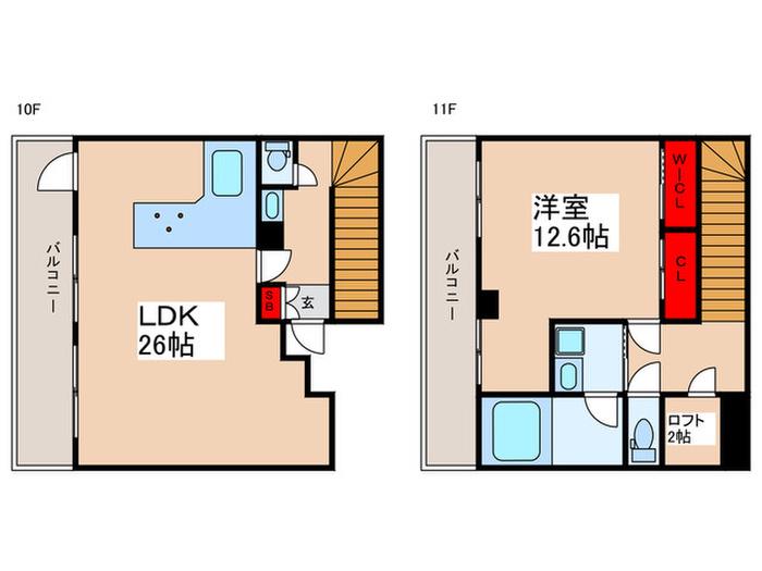 キングスパレス(1LDK/10階)の間取り写真