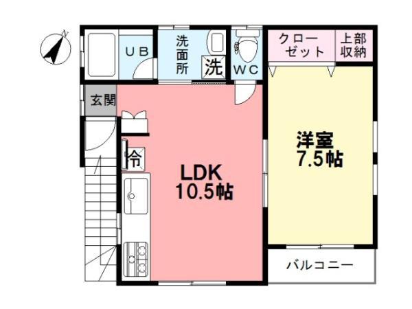 ボヌール(1LDK/2階)の間取り写真