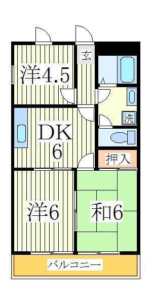 ロイヤルクレスト初石(3DK/1階)の間取り写真