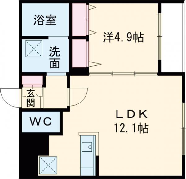 URBAN FLATS千歳GA-千歳緑町(1LDK/2階)の間取り写真