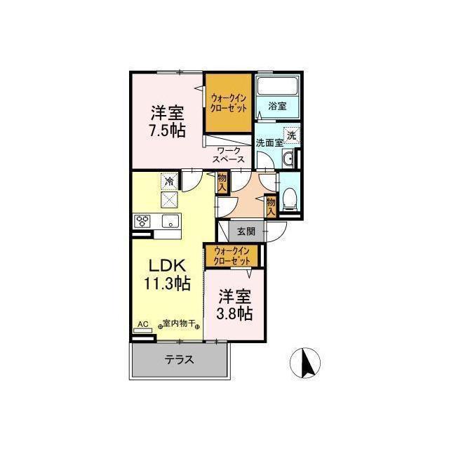 D-ROOM カーサデルリーゾ(2LDK/1階)の間取り写真