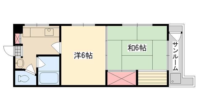 益山ビル(2K/2階)の間取り写真