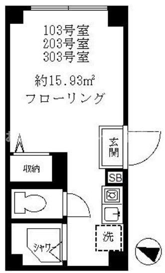 プレシャス方南町(ワンルーム/3階)の間取り写真