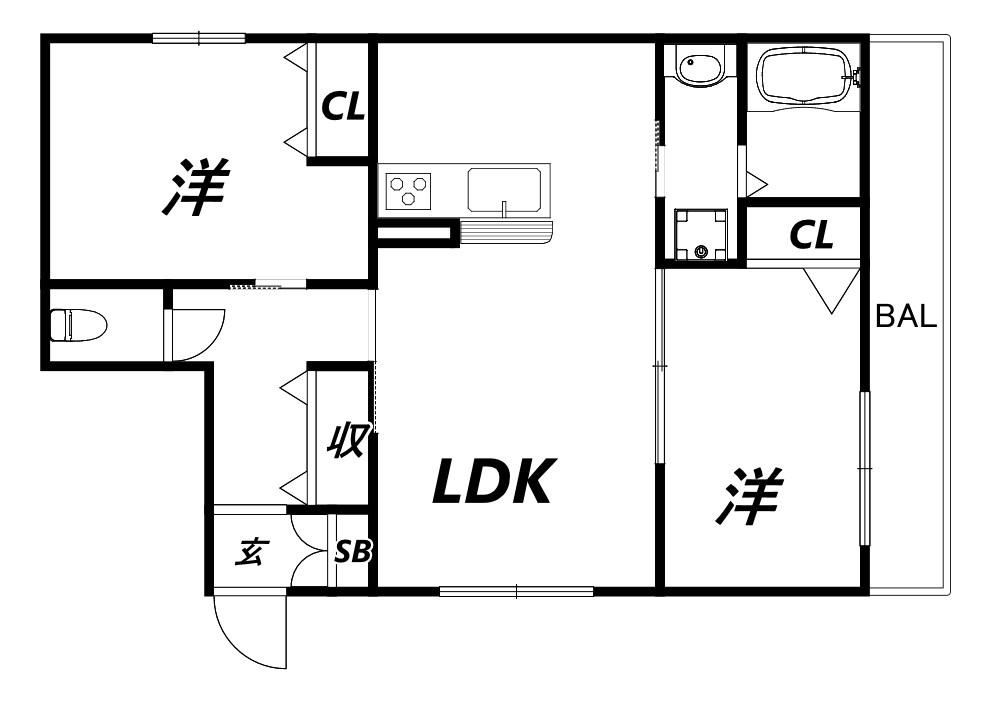 ハイムメゾンビオラ(2LDK/1階)の間取り写真