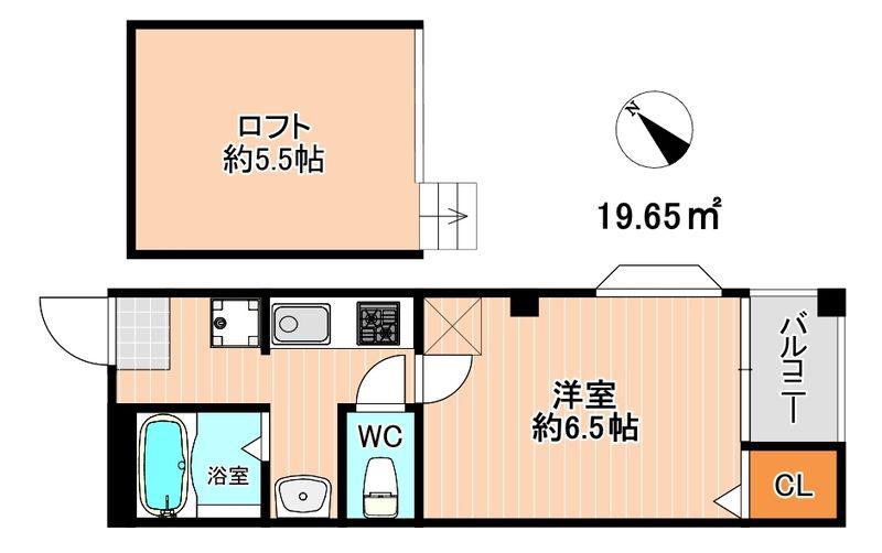 レガリータ天神東II(1K/4階)の間取り写真