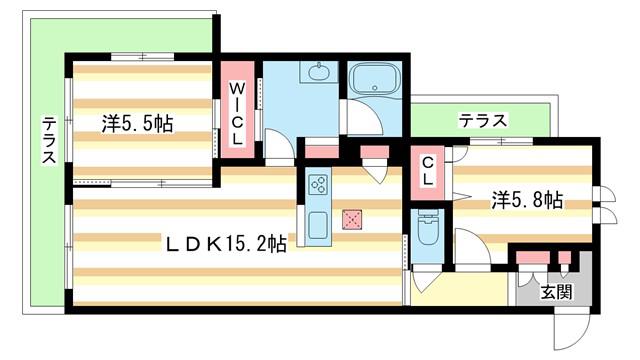グレース ヴィレ(2LDK/1階)の間取り写真