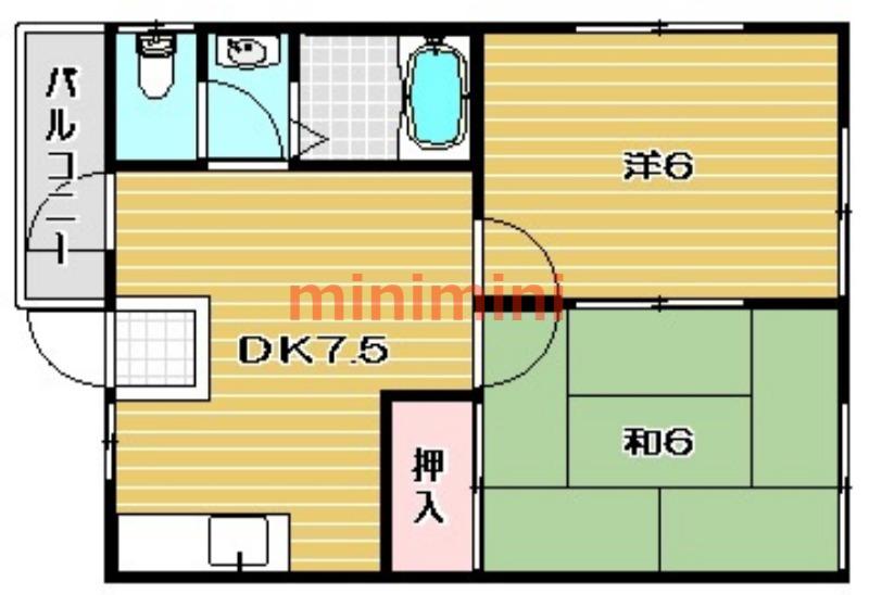 サンティー大手(2DK/1階)の間取り写真