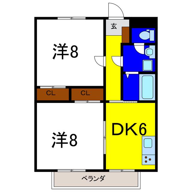 アーバンブライト(2DK/1階)の間取り写真