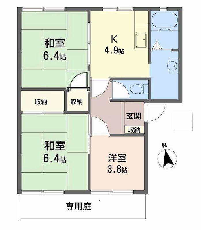 コーポ向陽台 A棟(3K/1階)の間取り写真