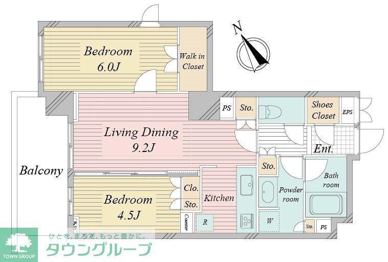 アクティ東仲通(2LDK/3階)の間取り写真