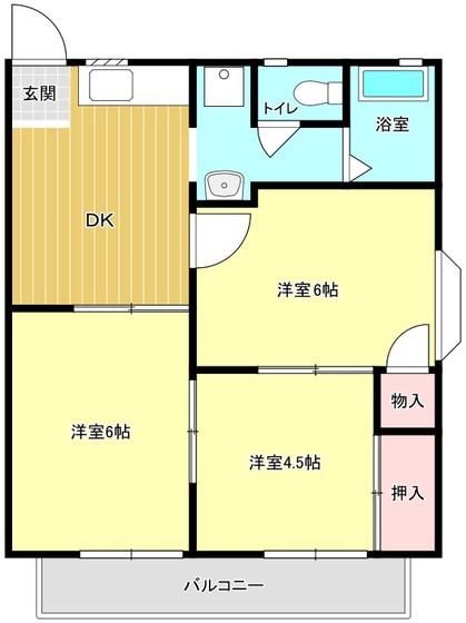ロイヤルパレス新田B(3DK/2階)の間取り写真