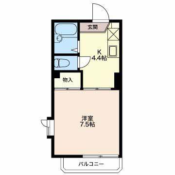 ベルメゾン安茂里(1K/1階)の間取り写真