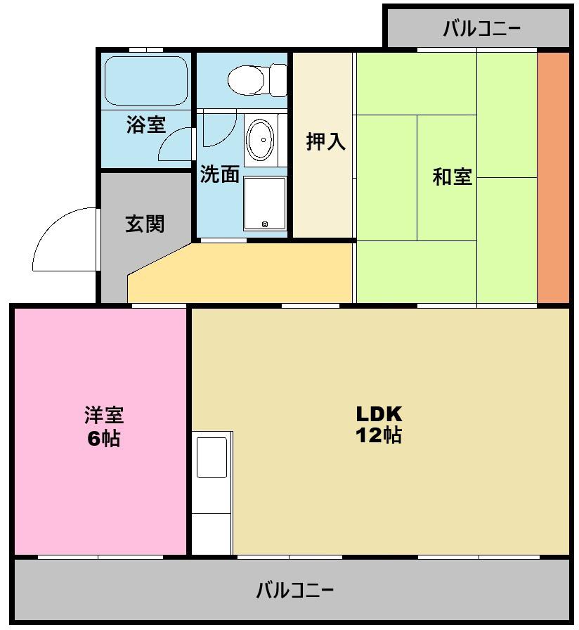 コンフォートシバタI(2LDK/3階)の間取り写真