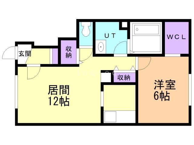 KOKOROM石江(1LDK/1階)の間取り写真