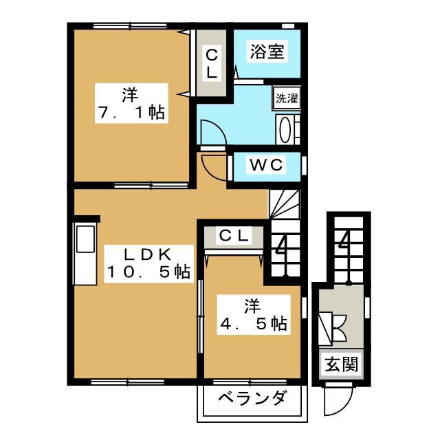 リヴェール(2LDK/2階)の間取り写真