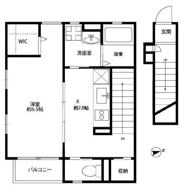 アムールクレール(1K/2階)の間取り写真