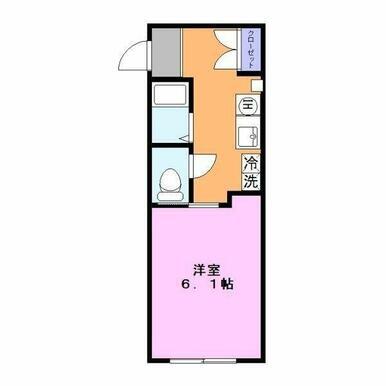 グランジュテ矢取(1K/2階)の間取り写真