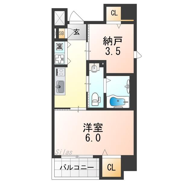 ディアコート宿屋町(2K/3階)の間取り写真