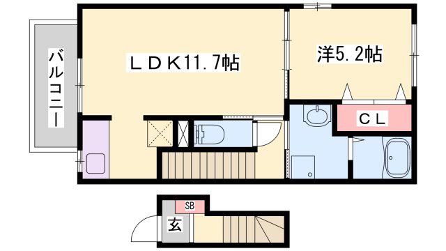 アンソレイユIII(1LDK/2階)の間取り写真