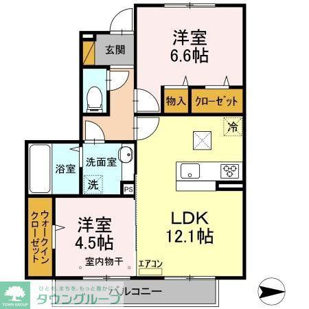 アヴェール(2LDK/1階)の間取り写真