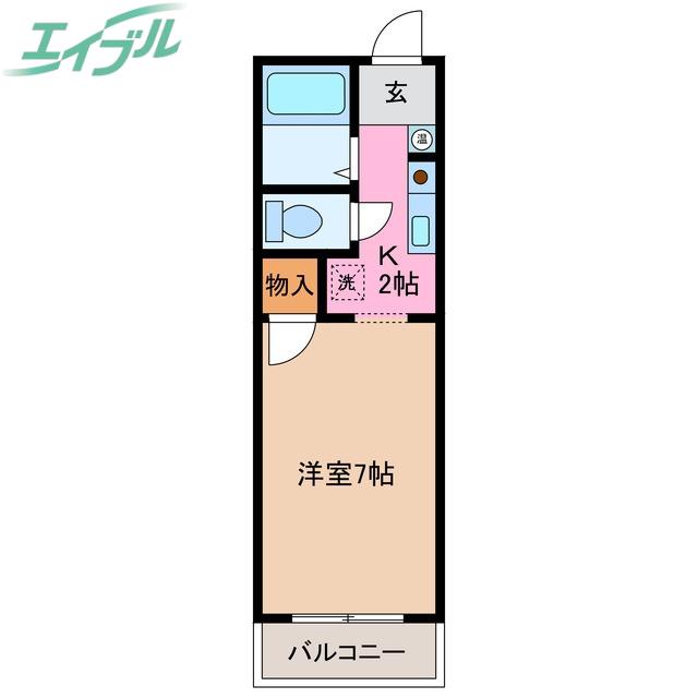 リバーパーク L(1K/1階)の間取り写真