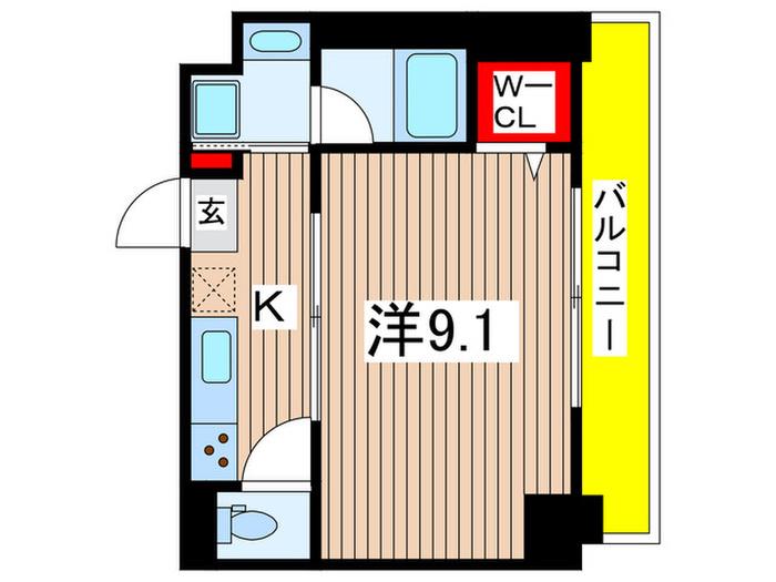 KDXレジデンス千葉中央イースト(1K/9階)の間取り写真