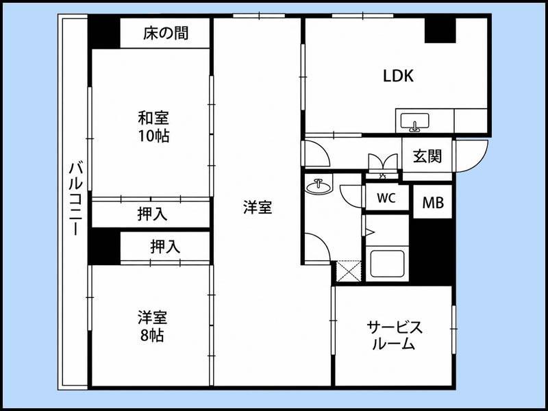 フレンディビル(3SLDK/8階)の間取り写真