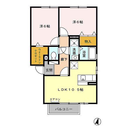 サンコジョウA/B(2LDK/2階)の間取り写真