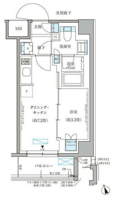 パークアクシス文京本郷(1DK/5階)の間取り写真