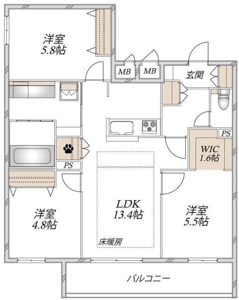 CHOUETTE MAISON(3LDK/2階)の間取り写真
