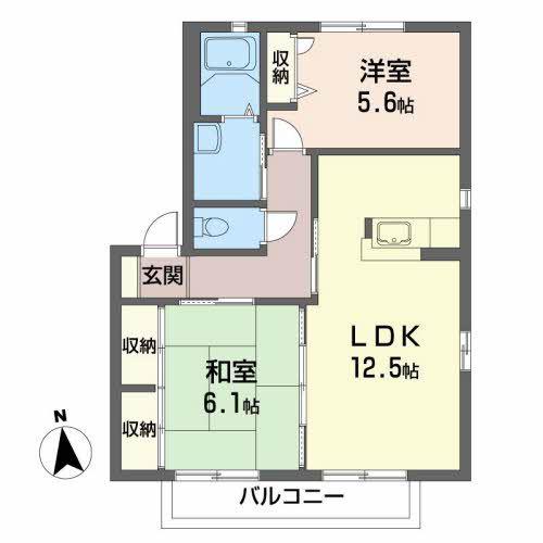 ミュートスII B(2LDK/1階)の間取り写真