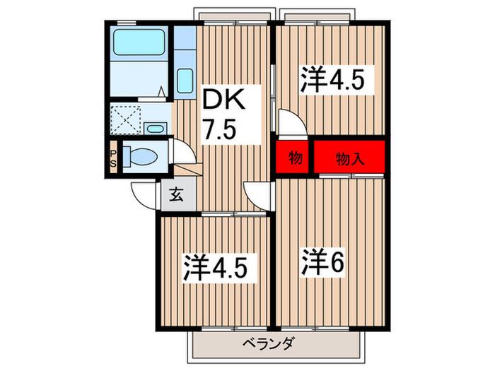 第3ヨコミゾハイツ(3DK/2階)の間取り写真