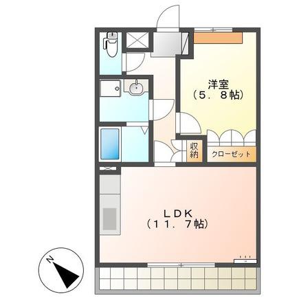 SUNFOREST(1LDK/2階)の間取り写真