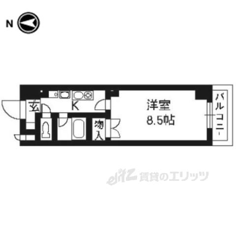 烏丸五条悠(1K/6階)の間取り写真