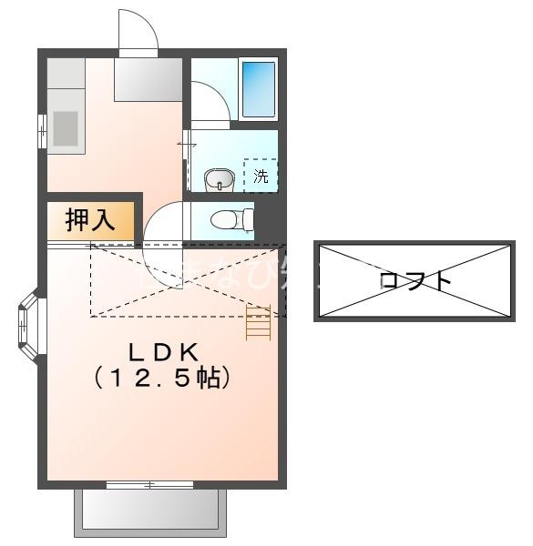 パームタウン東栄(1K/1階)の間取り写真