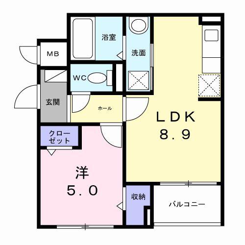 エアリーV(1LDK/3階)の間取り写真