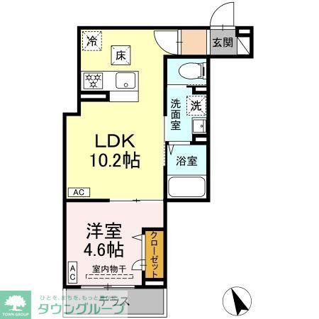 セレスティア皿沼(1LDK/3階)の間取り写真