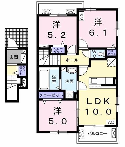 AMENITY(3LDK/2階)の間取り写真