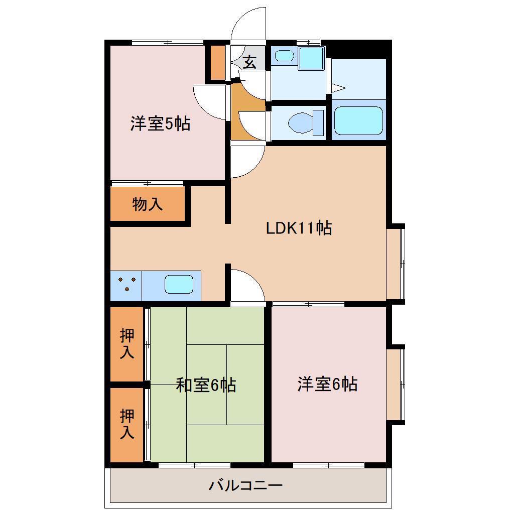 ユーミー港南台壱番館(3LDK/3階)の間取り写真