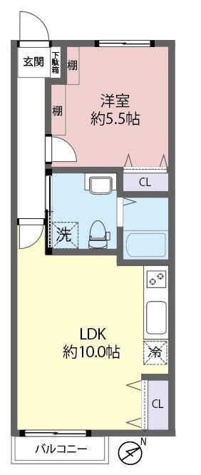 JXW中目黒(1LDK/1階)の間取り写真