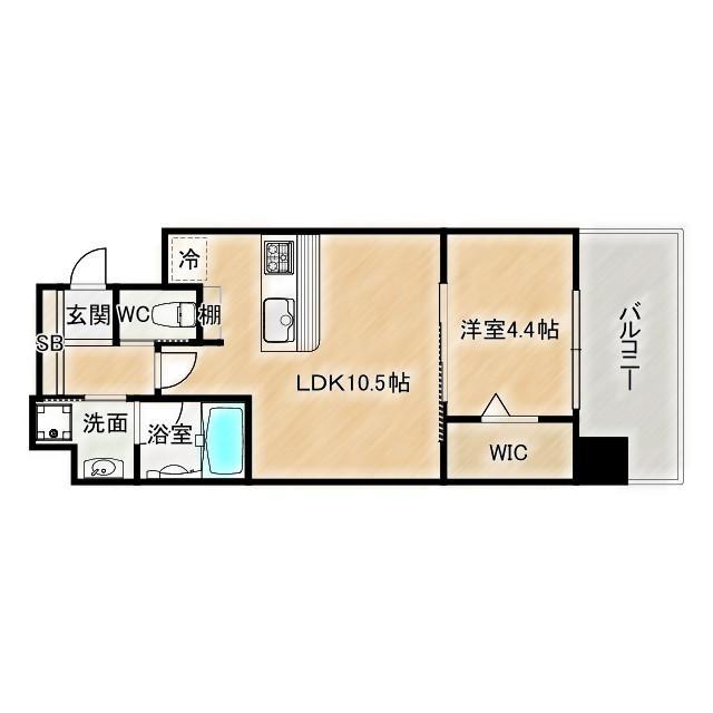 アプリーレ大阪城北(1LDK/2階)の間取り写真