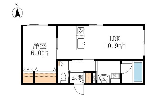 AF ハウオリ エビナ(1LDK/1階)の間取り写真