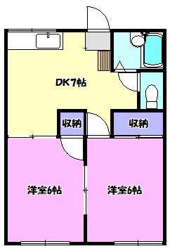 ハイツ恵(2DK/1階)の間取り写真