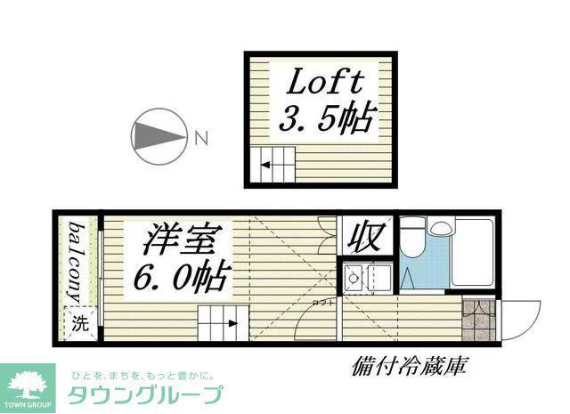 ゼフィランサス吉川(1K/2階)の間取り写真