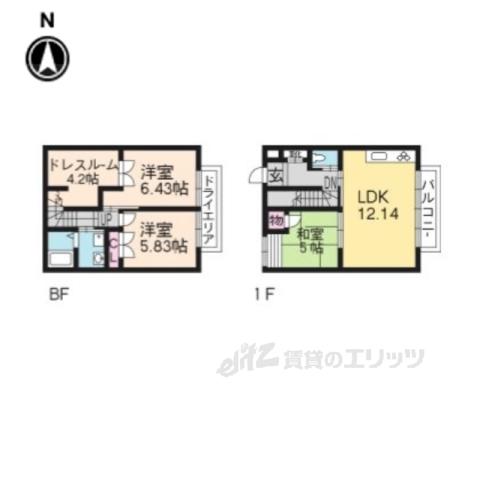 グリーンヒル北白川ウエスト(3LDK/1階)の間取り写真