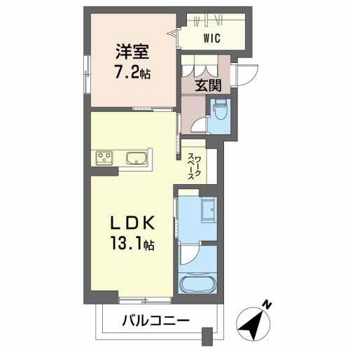 アンソレイエ古江(1LDK/2階)の間取り写真