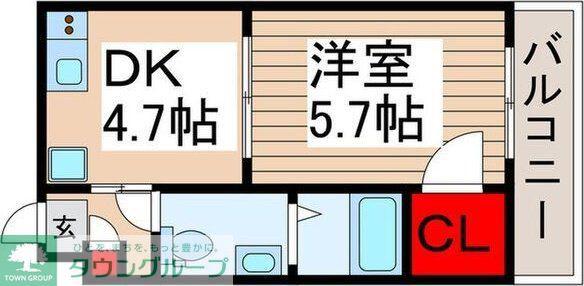 GRAN PASEO六町(1DK/2階)の間取り写真