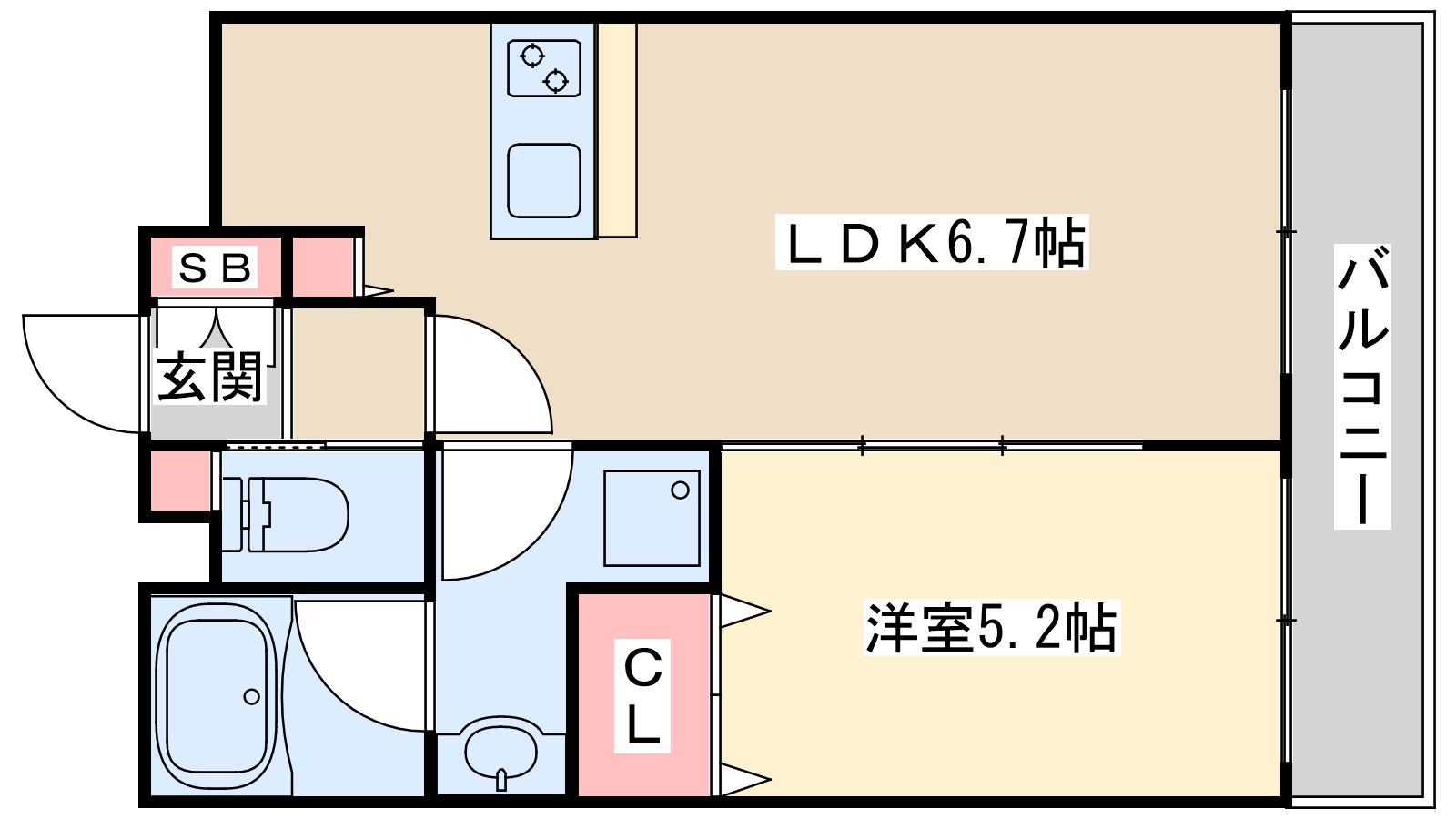 新大阪ファミール東館(1DK/2階)の間取り写真